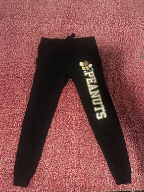 Peanuts Black Sweatpants with Logo
